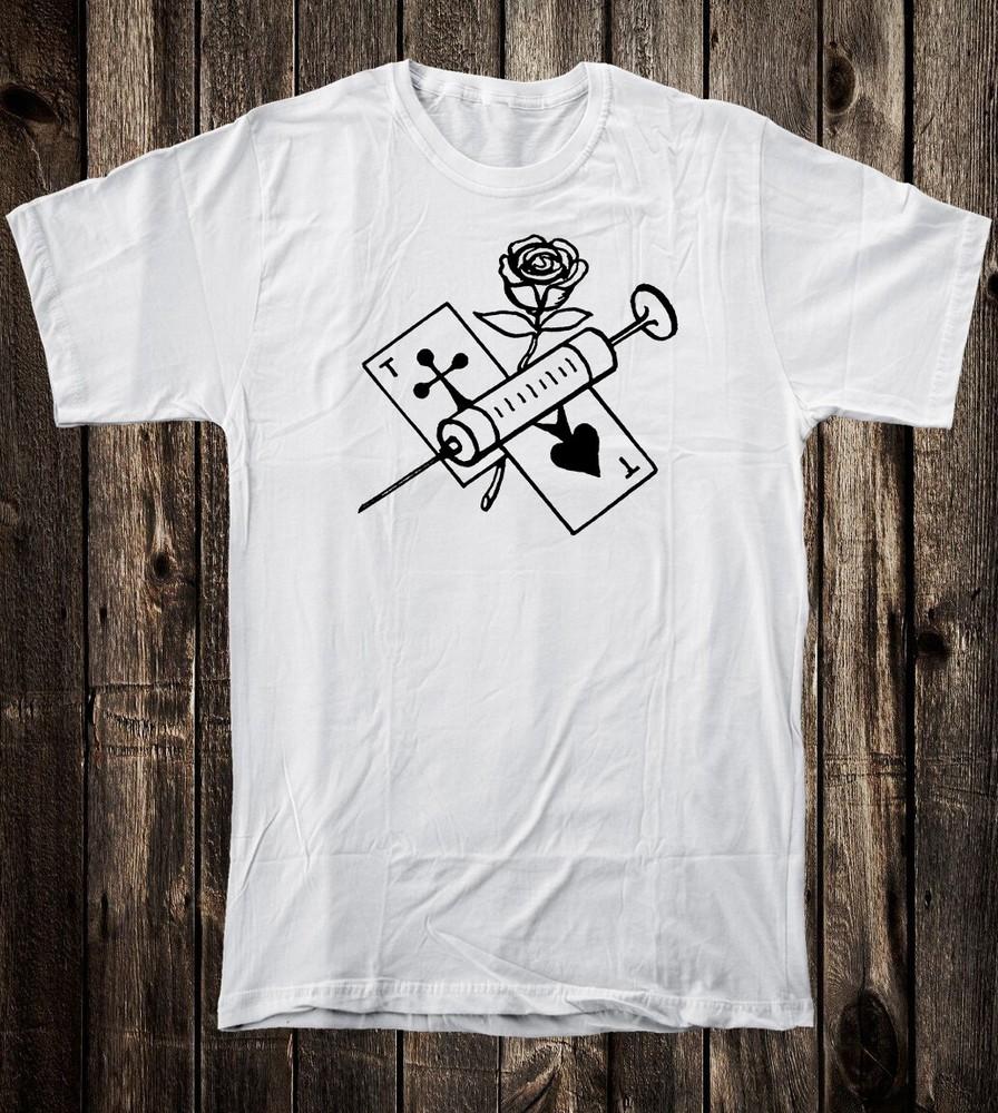 Unisex Cotton Tee T Shirt Russian Prison Tattoo Art Traditional Mans Ruin Rose Unisex T-Shirt S