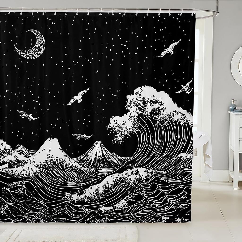 Koi Fish Shower Curtain Japanese Style Bath Curtain Boys Girls Ocean Marine Lotus Leaf Bathroom Shower Curtain Set Waterproof