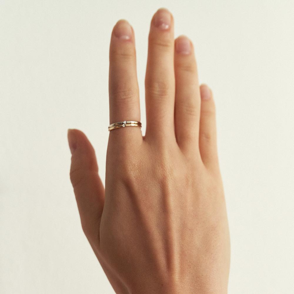 Lunne 14K Diamond Slim Essence Ring (14K Gold) Lcr04 (B Type)