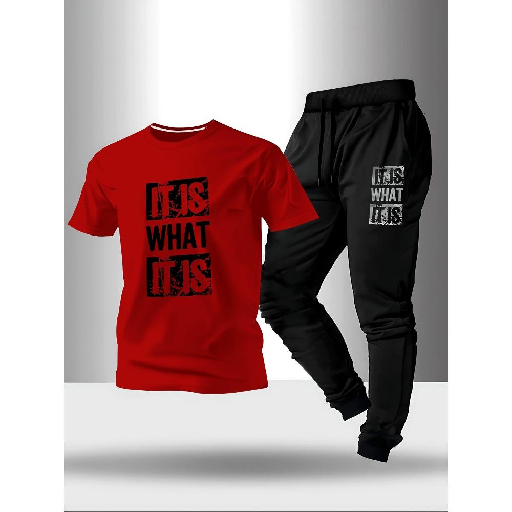 

Men s Short Sleeved Round Neck T-shirt and Pants Set, Fashionable and Casual Minimalist Style, Suitable for Outdoor Activities XXL