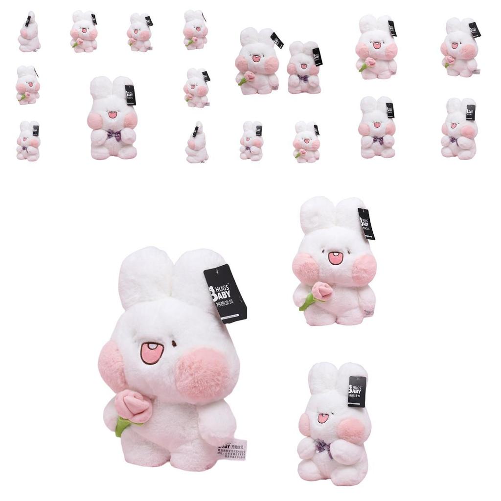 Adorable Plush Bunny Toy With Flower And Bowtie Decorations