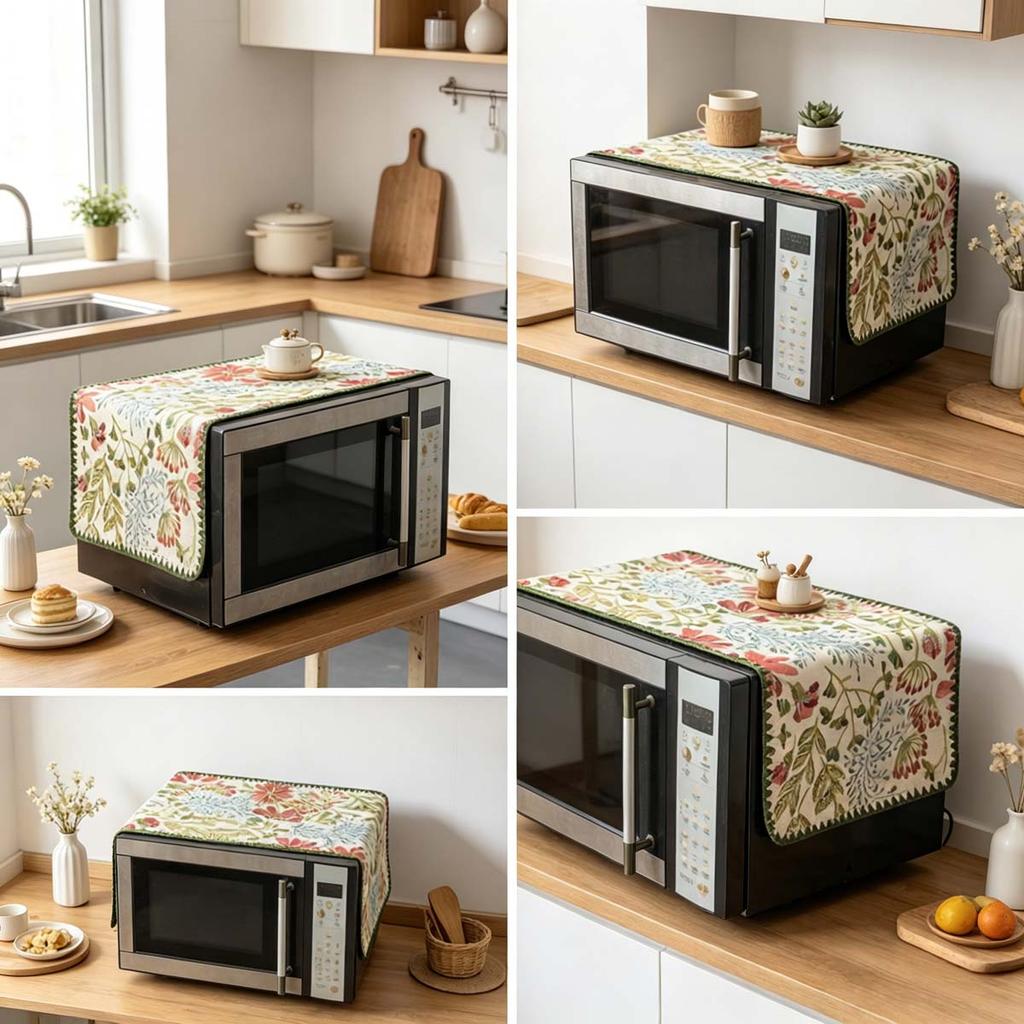 30x90cm Anti Dust Cotton Linen Microwave Cover Kitchen Appliance Protector