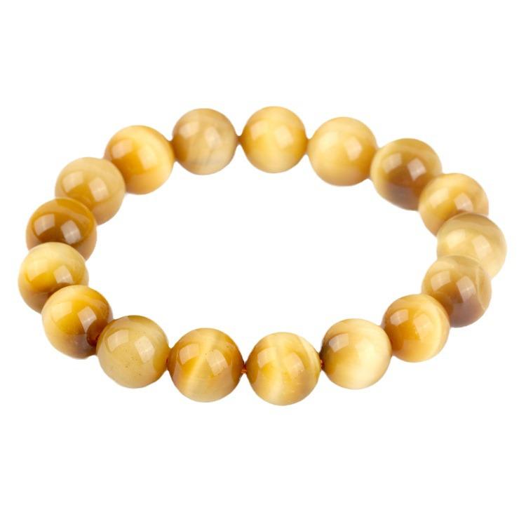 Golden Tiger Eye Crystal Bracelet - Yellow Cat's Eye Stone for Men and Women, Couples, Single Strand.