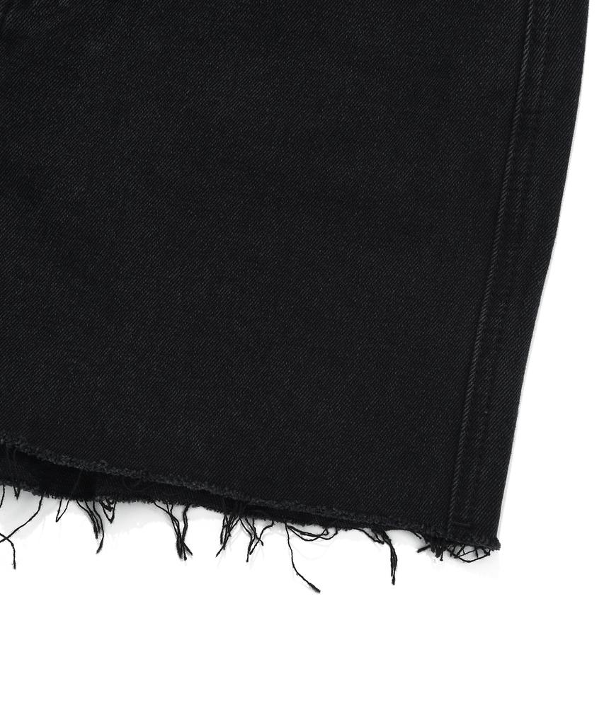 FALLETT Cut-Off Denim Shorts Black