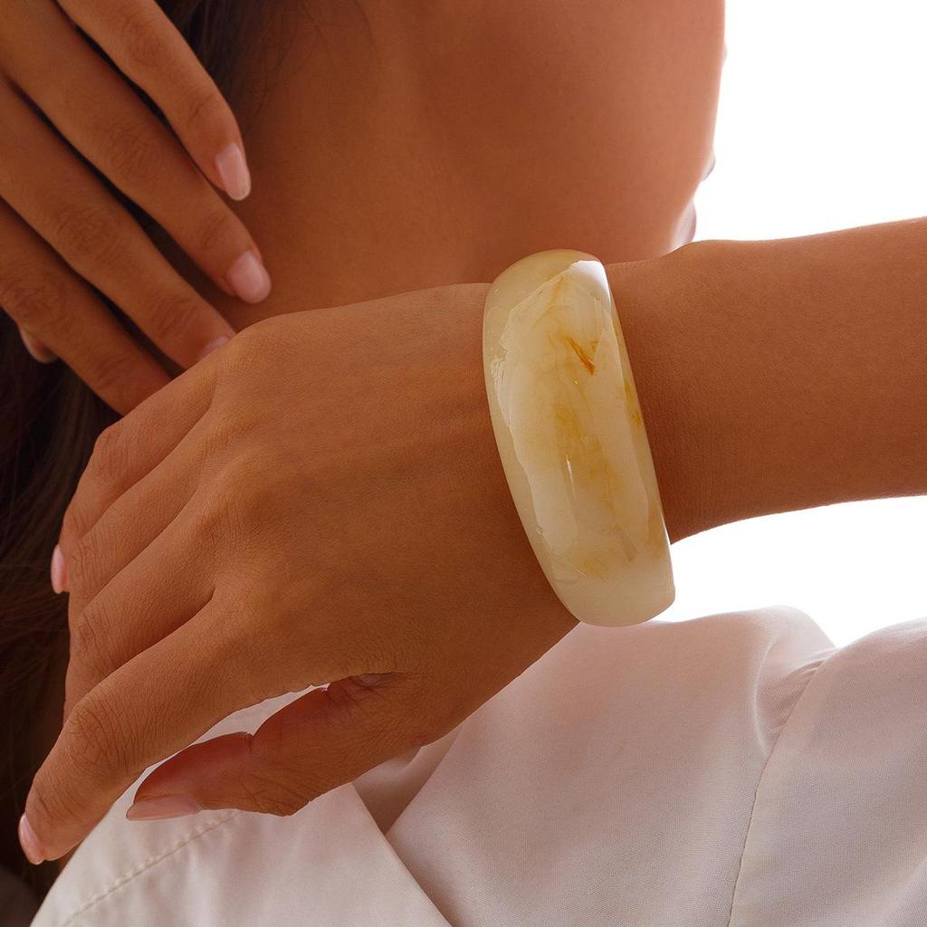 European & American Geometric Ins-Style Wide Face Acrylic Bangle - Colorful & Irregular Design