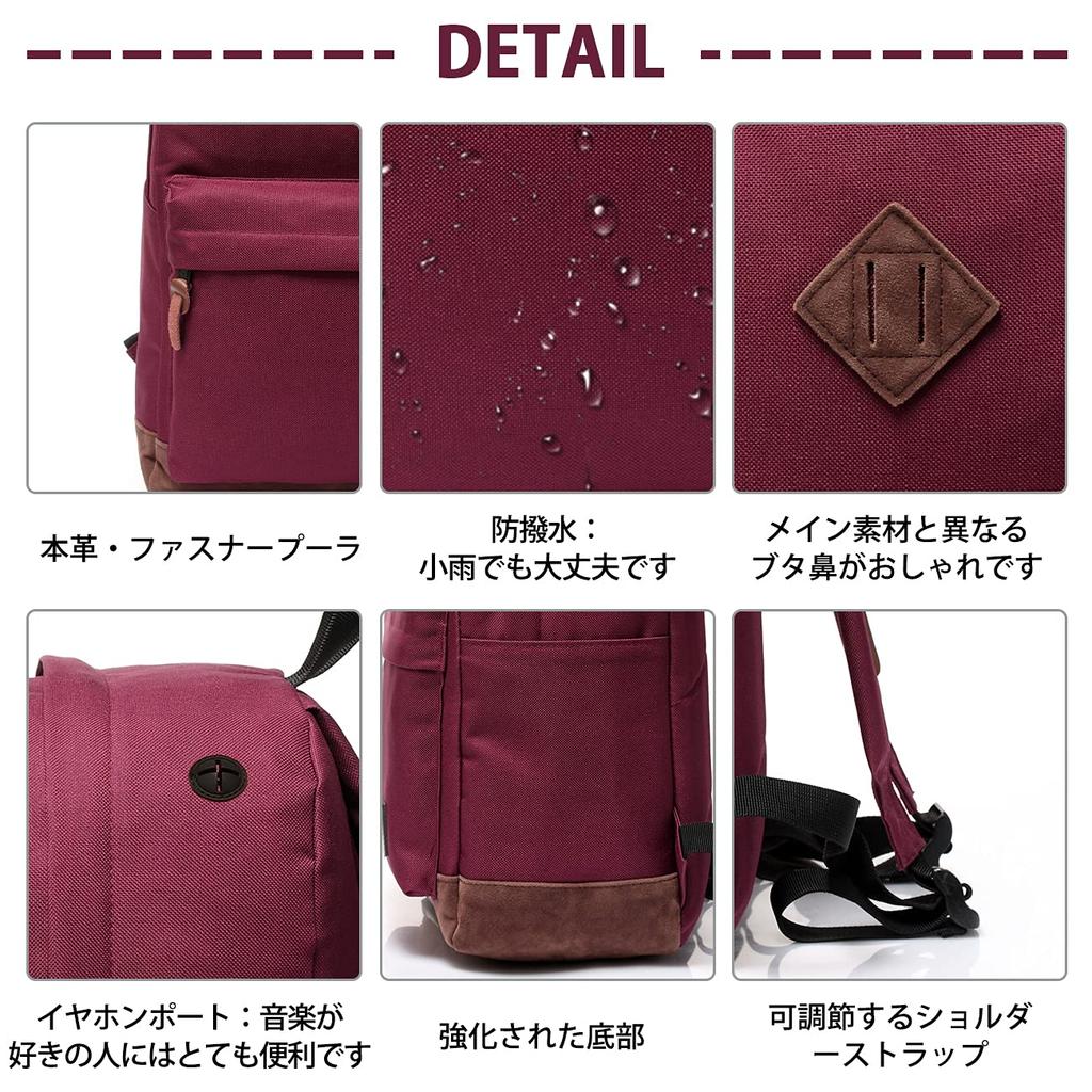 Vaschy Hafif Sırt Çantası, Büyük A4 İçin, Şarap Kırmızısı, Kadın Okul, Günlük Çanta, İşe Gidiş, Seyahat, Kapasiteli, Uyumlu, 15.6 İnç Dizüstü Bilgisayar,