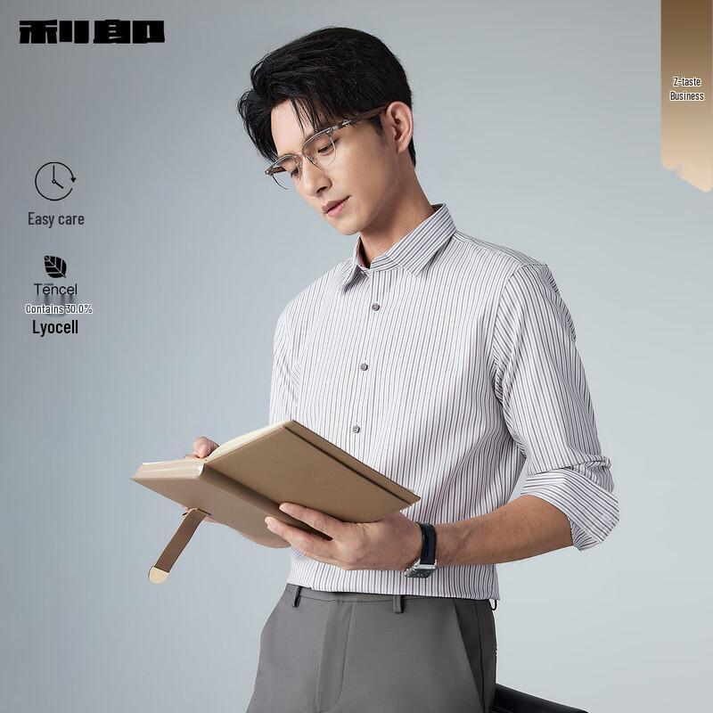 

Lilanz Men s Striped Lyocell Blend Long-Sleeve Shirt