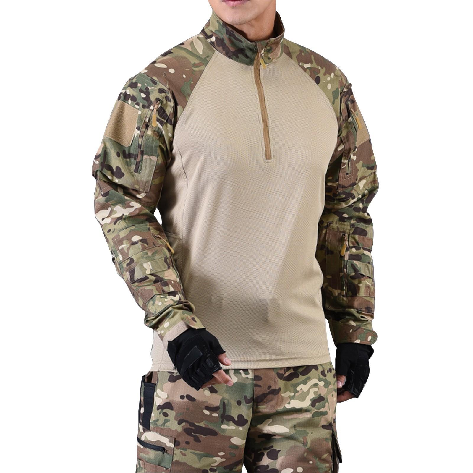 

Men s Summer Long Sleeved American Camouflage Outdoor Training Suit XL бежевий