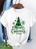 (Asian Size) tree cute style T Shirt Print Fashion Merry Christmas Women's Top Short Sleeve T-shirts O-neck Casual New Year Clothing Graphic Tee