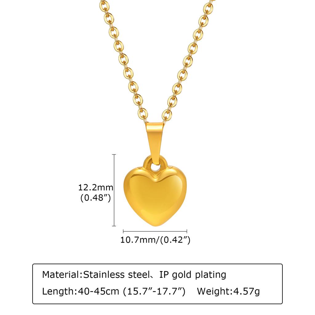 Xiaomi Vnox Women Gold Color Love Heart Necklace,Dainty Stainless Steel Necklace for Lady Femme Choker Collar,Length Adjustable