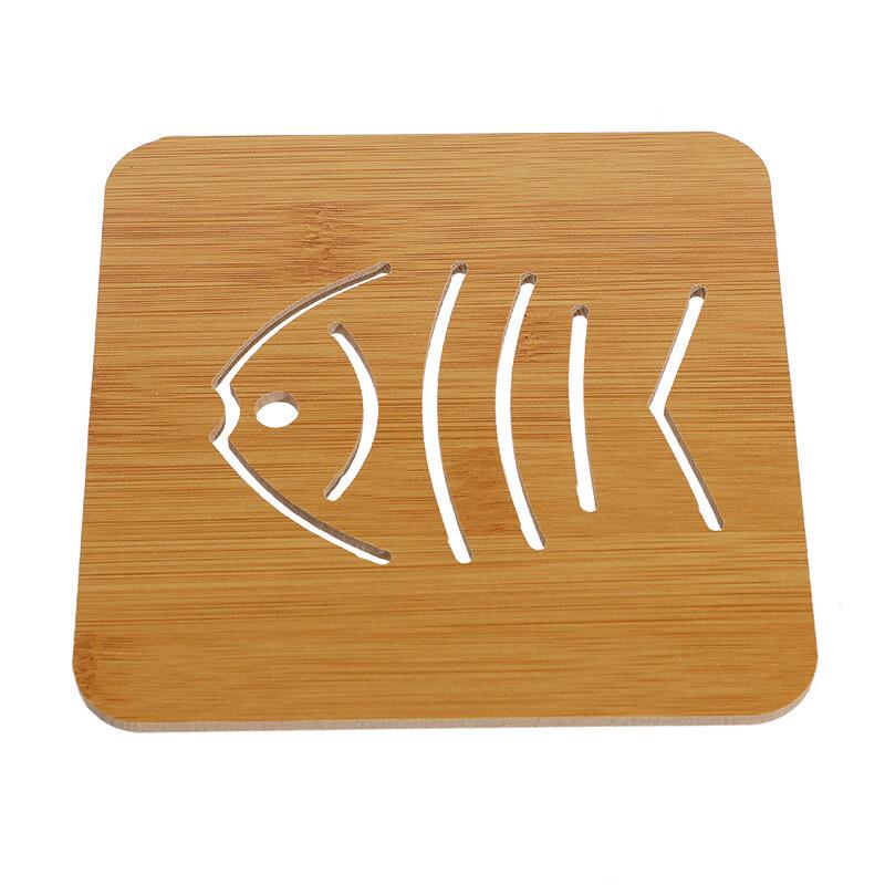 Wooden Cartoon Fishbone Coaster Set