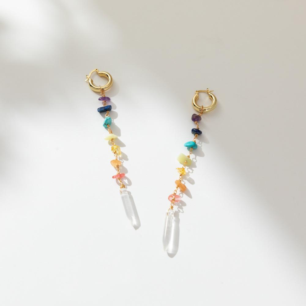 Stylish 2023 Fall Fashion Colorful Irregular Natural Stone Earrings For Urban Women
