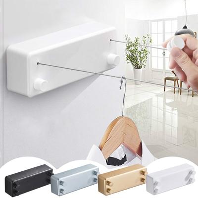 4,2 m lange, einziehbare Wäscheleine zur Wandmontage, verstellbar, einziehbar, unsichtbar, robuster Edelstahldraht, für den Innen- und Außenbereich, für den Balkon, zum Wäschetrocknen