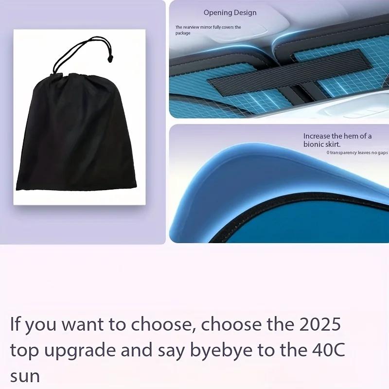 Blue Foldable Car Sunshade UV Protection Heat Blocking Interior Protection Fits Cars Trucks SUVs Easy Storage