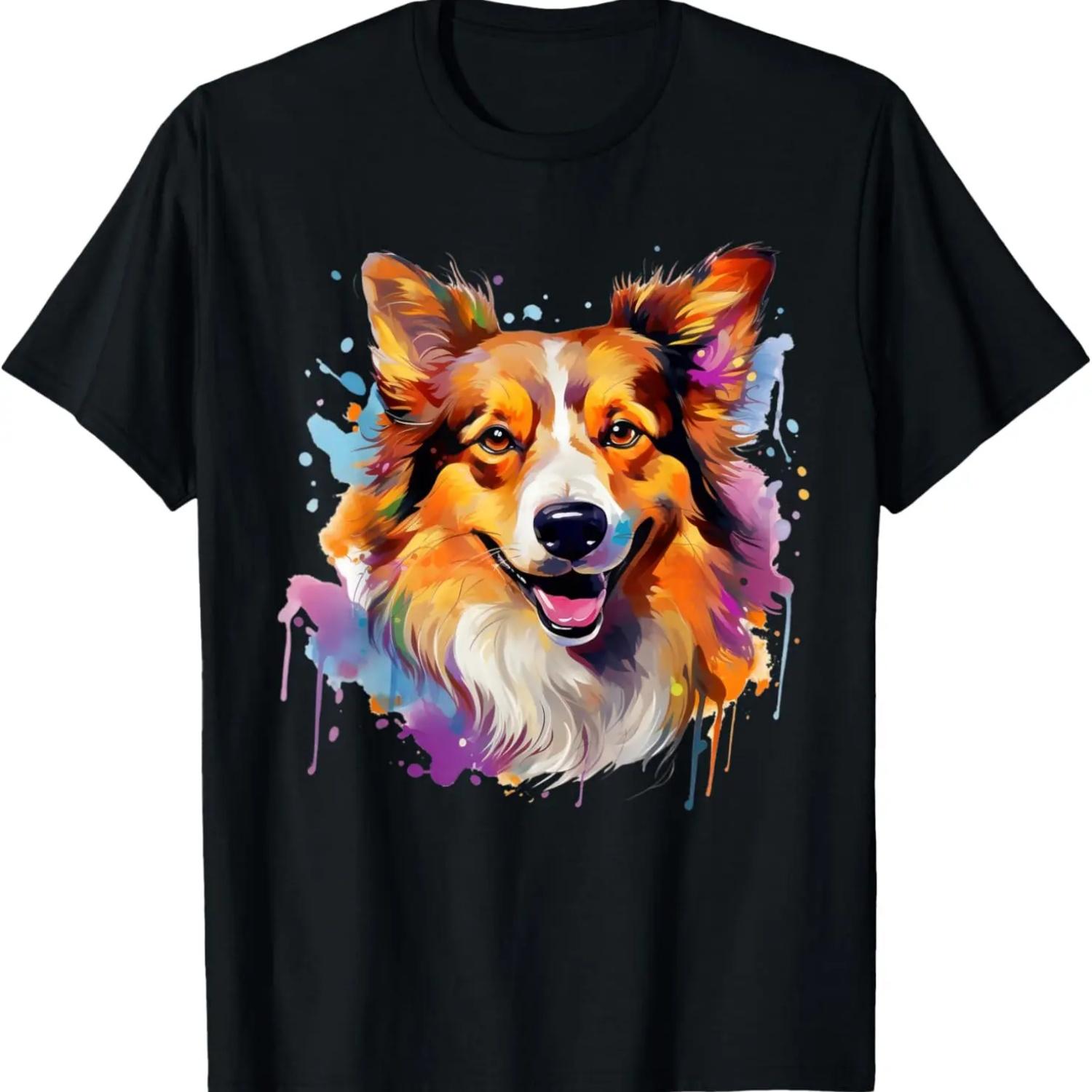 Icelandic Sheepdog Portrait _ Portrait Artwork T-Shirt S