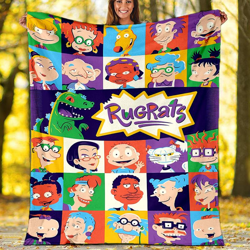 1pc Rugrats in paris1 Theme Blanket - Digital Print, Polyester, Cozy for All Seasons, Perfect for Outdoor, Camping, and Travel