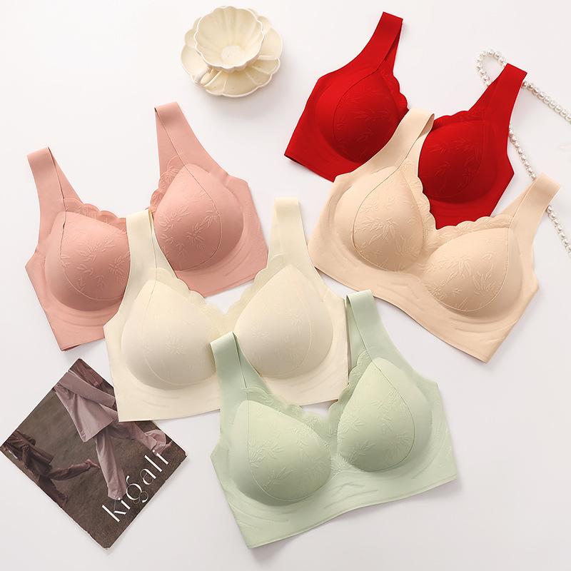 Plus Size Seamless Bra for Mature Women Fixed Cup Thin High Stretch Wireless Tank Top Bra Mom Comfortable Supportive Full Coverage Underwear