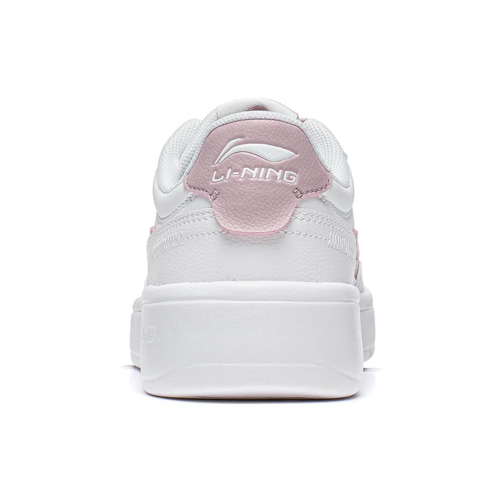Li Ning Qingyi Synthetic Leather Slip Resistant Abrasion Resistant Low Top Skateboard Shoes Women's White Pink AGCT402-3