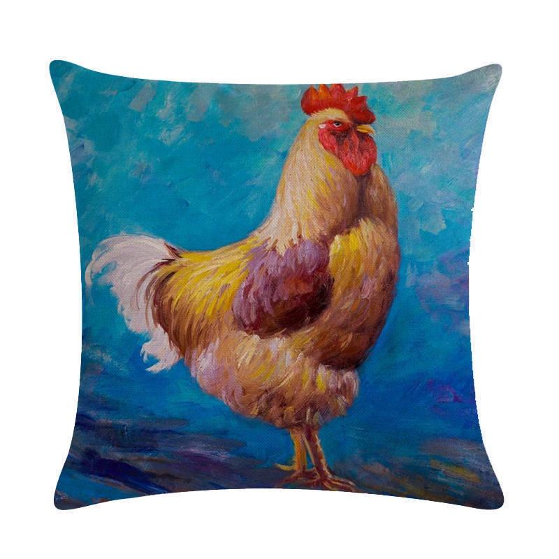 Throw Pillow Rooster Cover Animal Realistic Chicken Cotton Linen Cover Cushion Q
