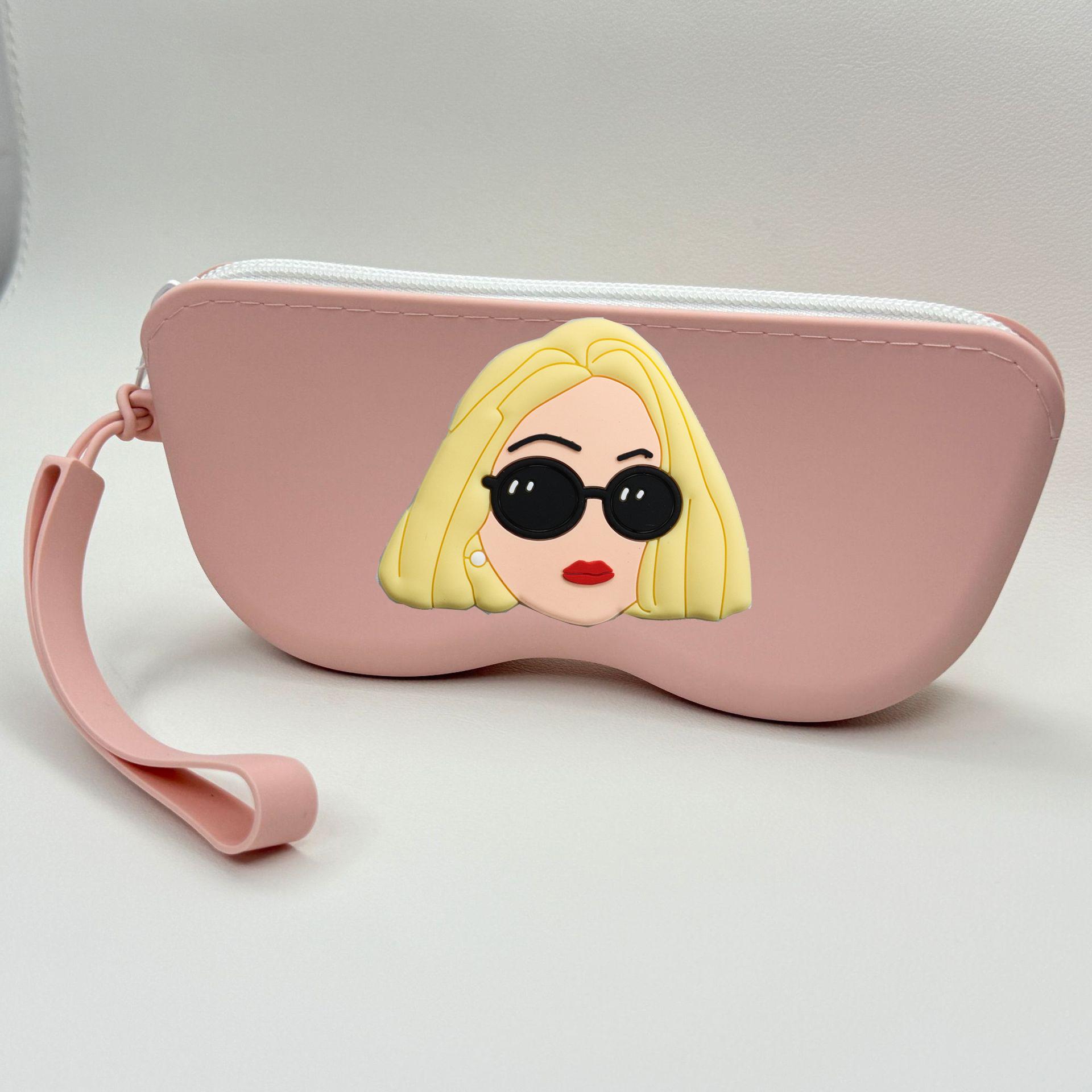 

Cool Soft Silicone Zipper Glasses Bag Cartoon Sunglasses Pouch Eyewear Case Soft Glasses Storage Bag Eyeglasses Protective Case розовый
