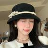 French Romantic High-end Lampshade Hat, Wool Top Hat, Women's Autumn/winter Warmth, Face-enhancing Little Hepburn Style Bucket Hat, Basin Hat