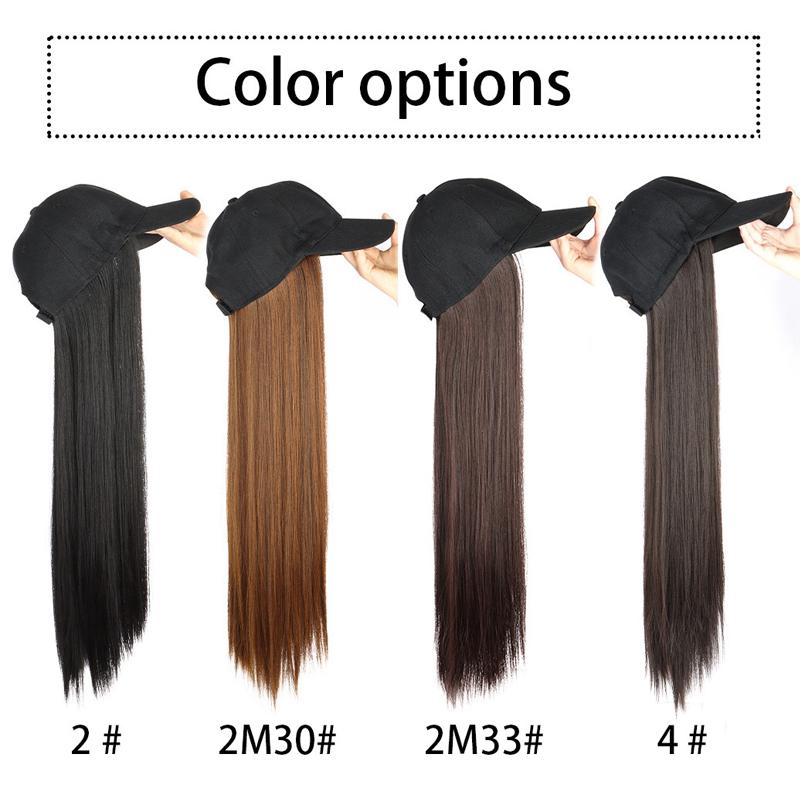 Hat Wig for Women Baseball Cap with Hair Extensions 20 Inch Long Wavy Synthetic Wig Hat Adjustable Hat with Wig Attached for Daily Wear