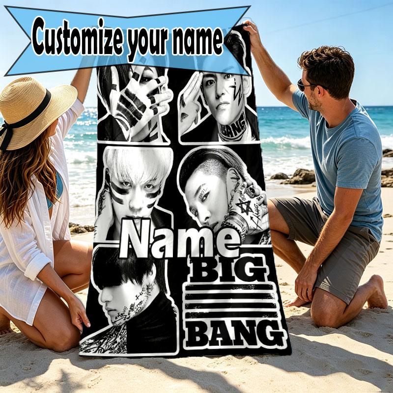 Custom Name Personalized BIGBANG Print Beach Towel, for Trip Camping Beach Party Home Decor, Birthday Gift for Family & Friends