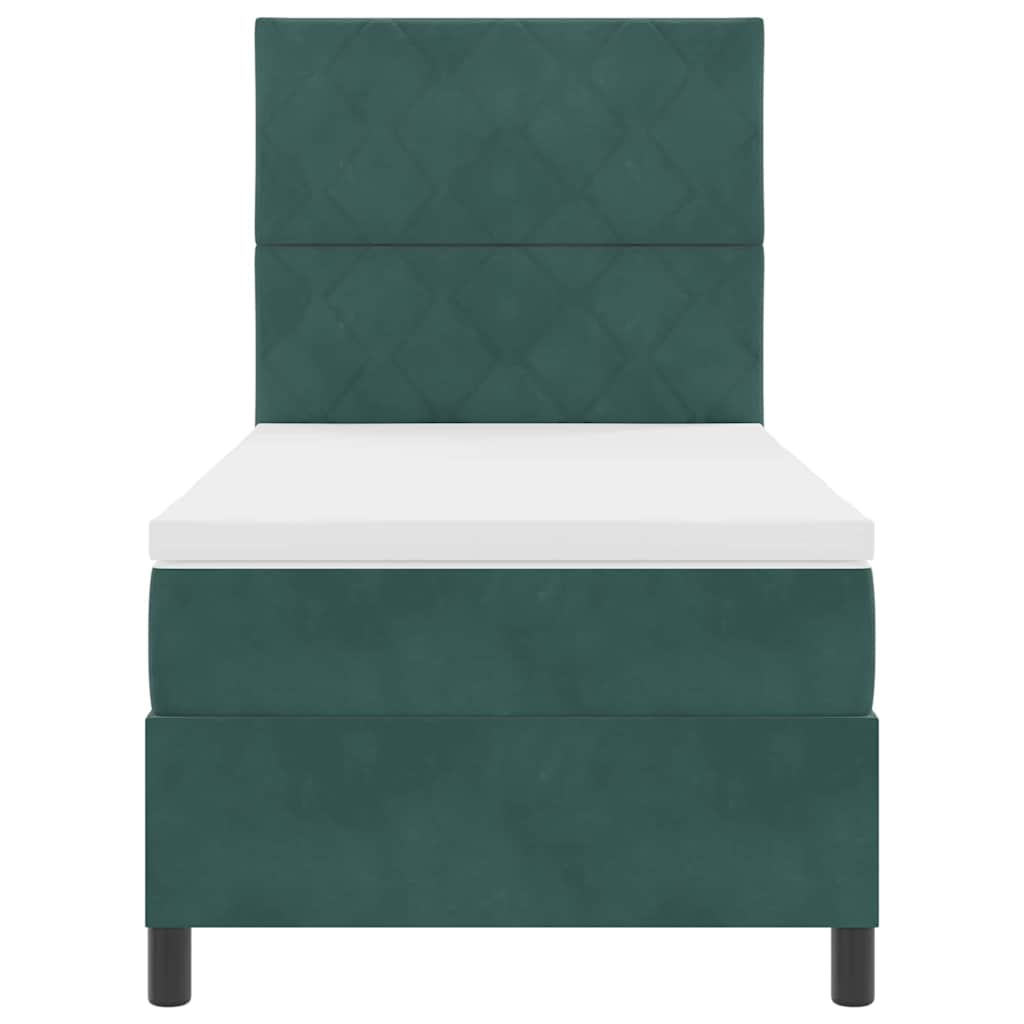 Boxspring Bed with Headboard Dark Green 100 X 200 Cm Velvet