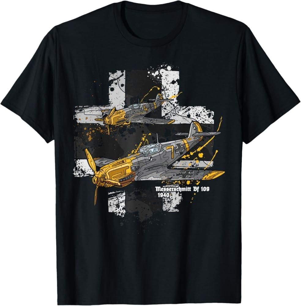 Messerschmitt Bf 109 Aircraft History TEE Shirt Made in the USA Size S to XL