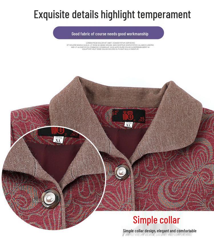 Grandma Style Lapel Jacket: Spring/Autumn Fashion Cardigan for Elderly Women