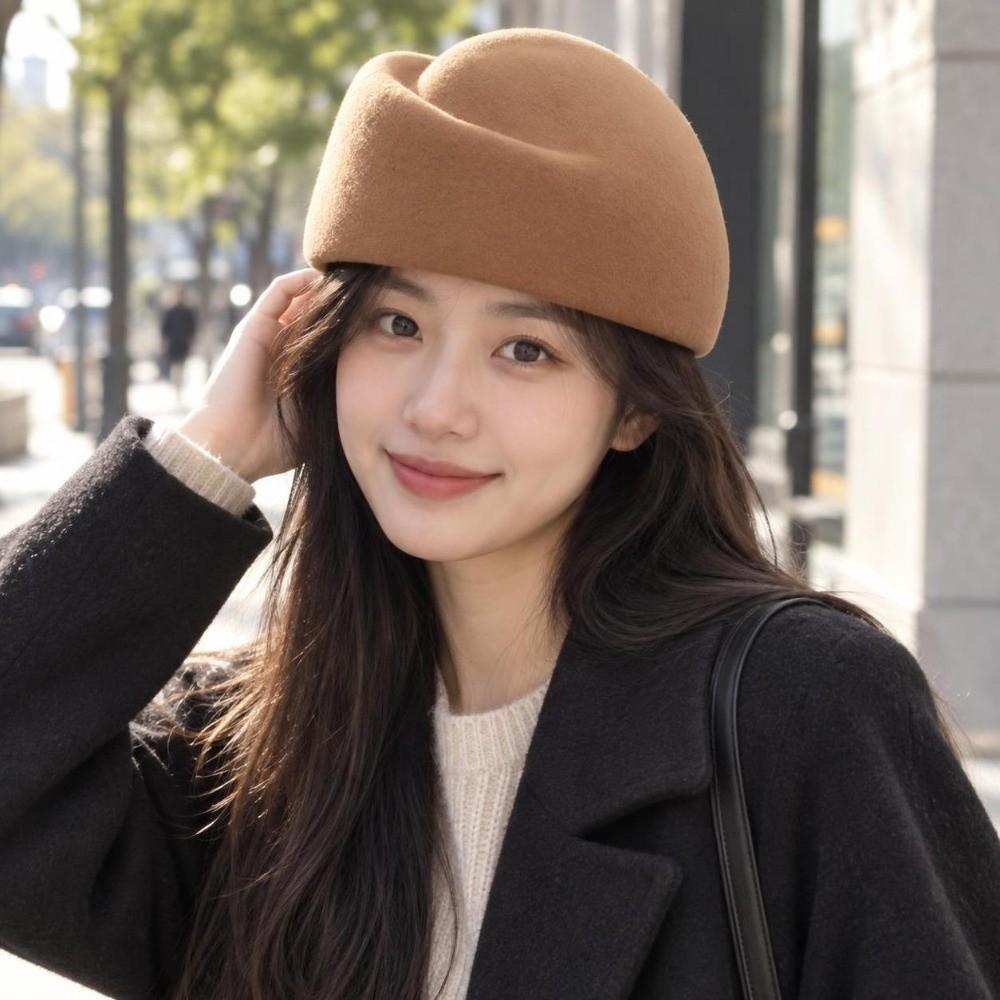 Elegant Style Pillbox Hat Versatile Design Airline Stewardess Caps Felt Fabric Beret Live Show