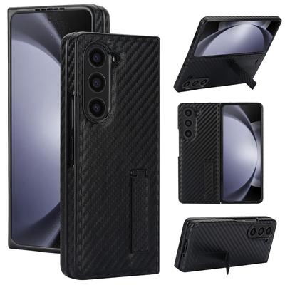 Funda de Teléfono Portafolletos de Cuero de Fibra de Carbono para Samsung Galaxy Z Fold 6 5 4 3 Fold6 Fold5 Fold4 Fold3 5G Cubierta Protectora Resistente a los Golpes de Carcasa Dura