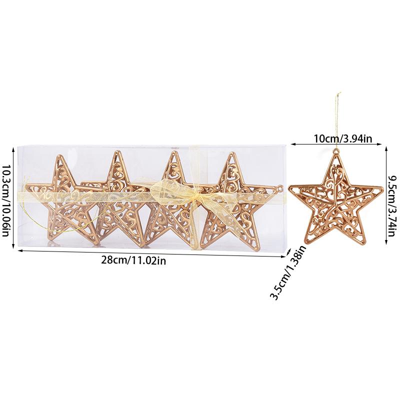 4/8 Stück Weihnachtskugel-Ornamente Gold Hohlstern Anhänger Weihnachtsbaum Hängende Dekoration für Zuhause 2026 Neujahr Navidad Geschenke