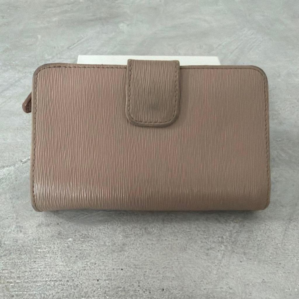 Used PRADA Saffiano Leather Bi-fold Wallet Beige