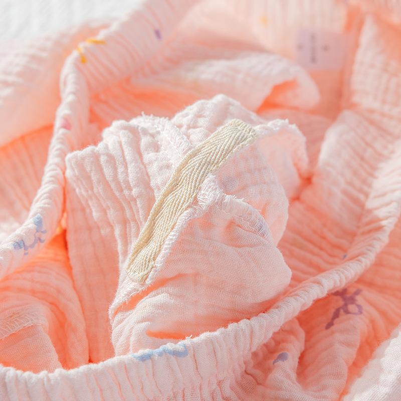 2026 New Spring/Summer Women's Pajama Set 100% Cotton Crepe Loose Cute Girl Long Sleeve Two Piece Home Clothes Sleepwear