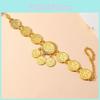 Gold Alloy Luxury Coin Anklet Women Fashion Accessory With Tassel Dangle Design