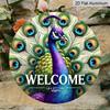 2D Flat Aluminum 7.87 Inch X 7.87 Inch Peacock Style Welcome Sign Wall Decor, Vintage Style, Suitable for Cafes, Living Rooms, Kitchens, Bars