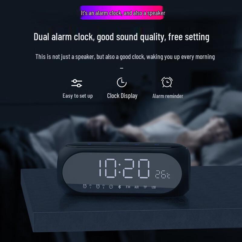 Soaiy S69 Portable Bluetooth Speaker with Alarm Clock & Radio (CN version)