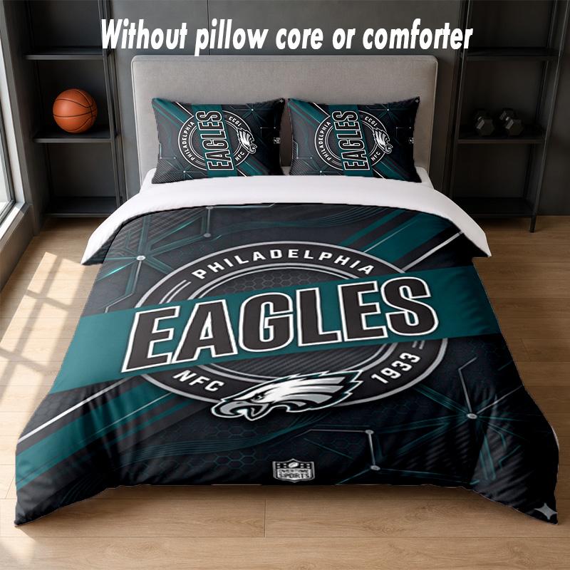 Set Biancheria da Letto Design Philadelphia Eagles 1 Copripiumino + 2 Federe Morbido Traspirante Biancheria da Letto per la Casa