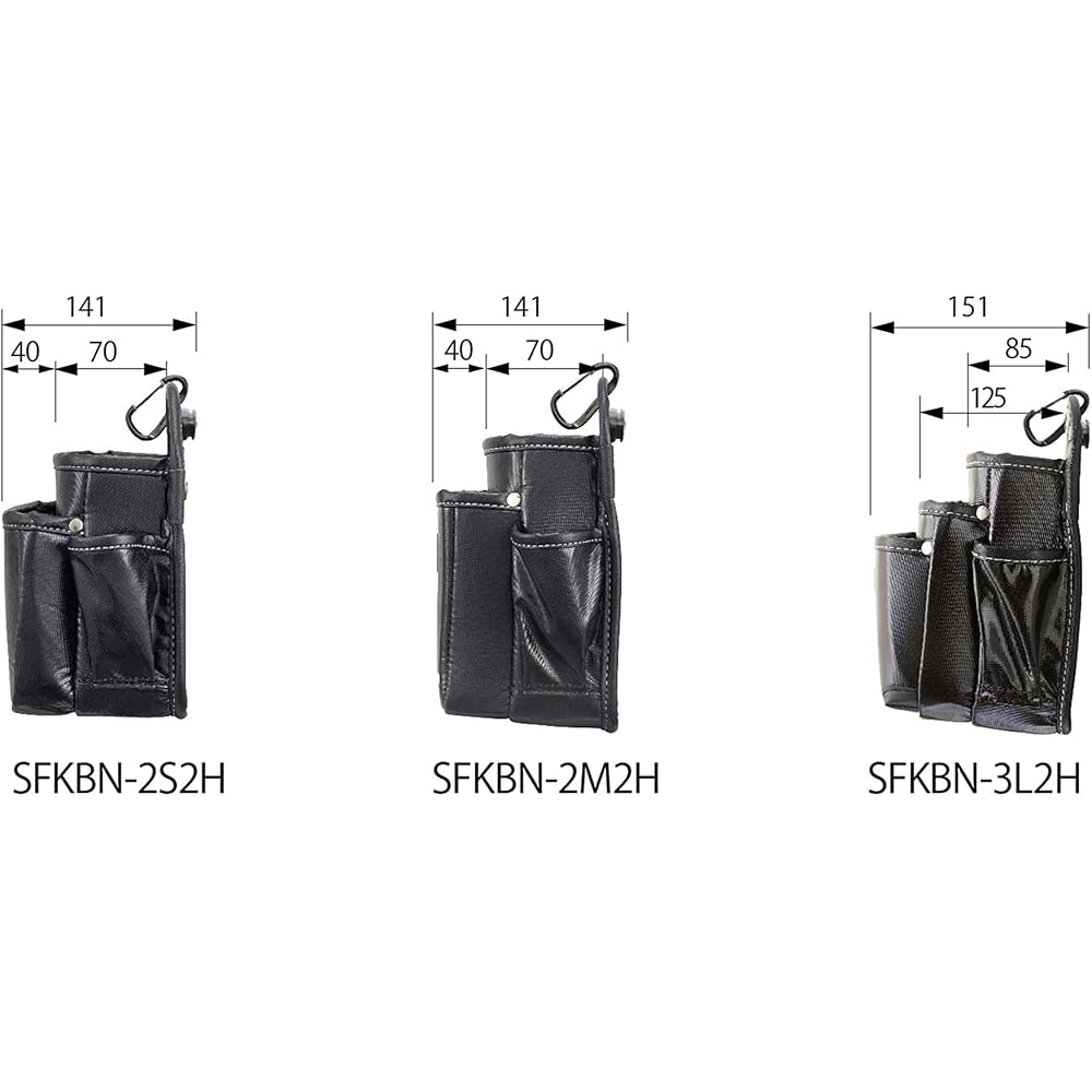 Tajima SFKBN-3L2H Removable Waist Bag Twin Hook 3-Section High-Density Nylon Tool Holder