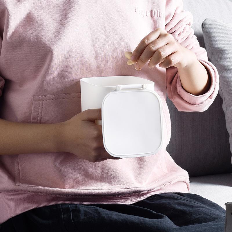 Japanese-Style Square Mini Trash Can with Lid for Bedroom - High-Value, Compact Design