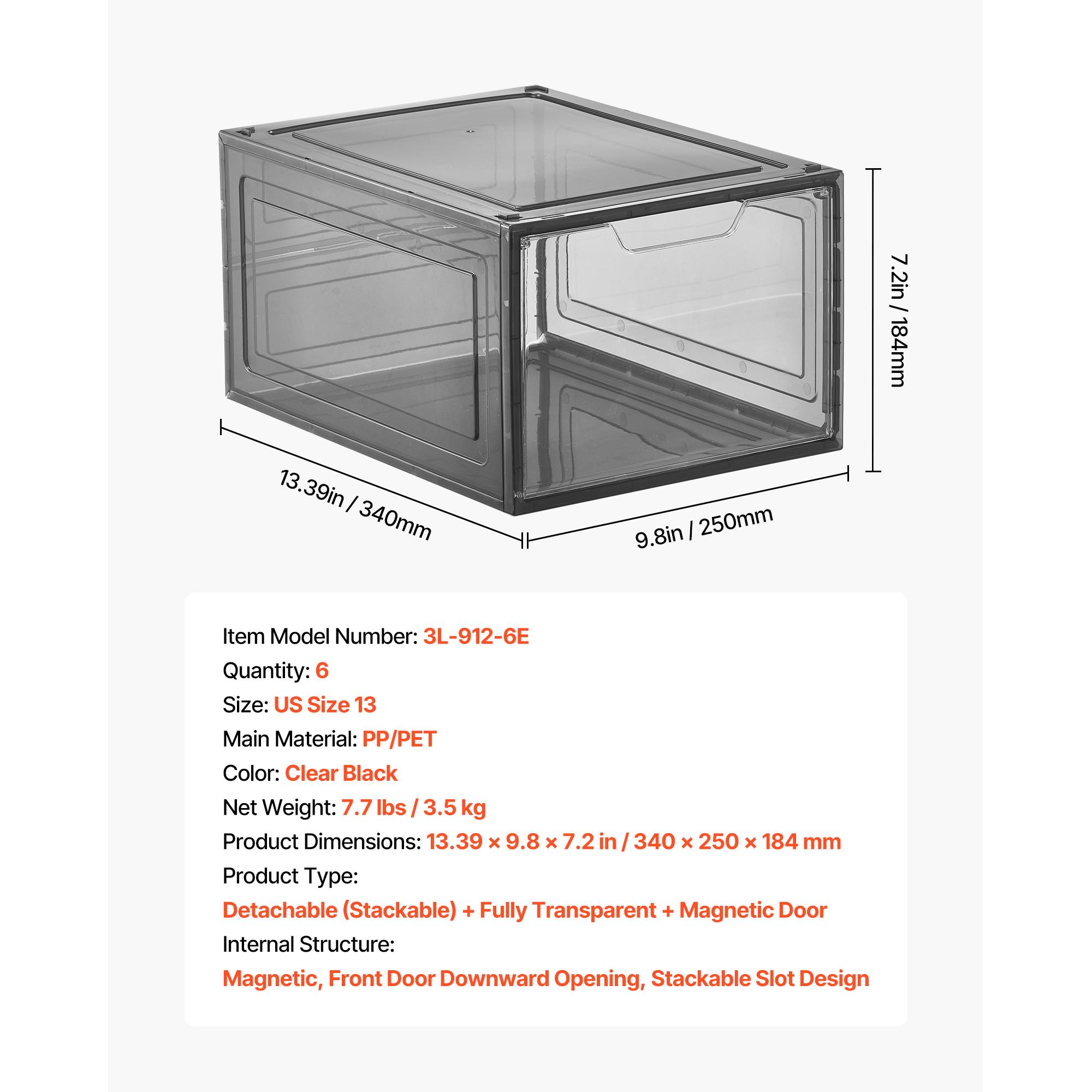 SucceBuy Shoe Storage Boxes Clear Stackable Shoe Boxes Storage Organizers Magnetic Door Fit Size Plastic Sneaker Containers 33854₽