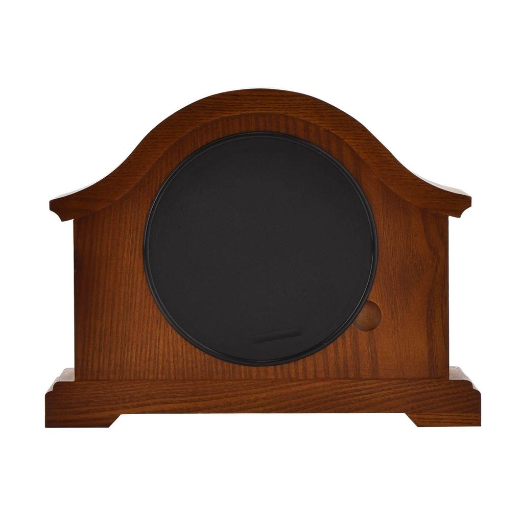 Wm.Widdop Broken Arch Mantel Clock Silver Bezel Walnut