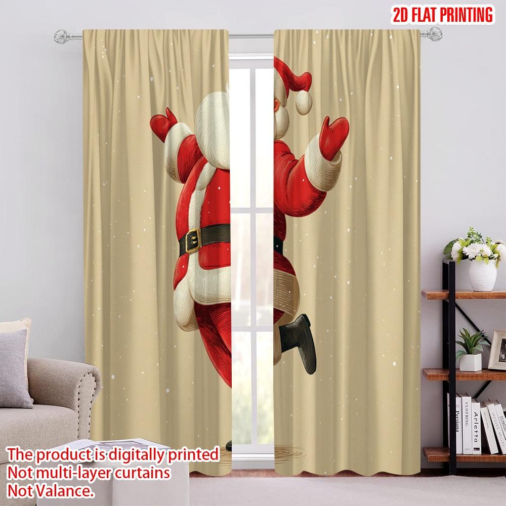 

2pcs,2D plane printing Window Curtain Cute Santa Claus1 Versatile 100% Polyester (without rod) Home Decor for Living Room & 52.50 × 116.00 cm 2 pcs