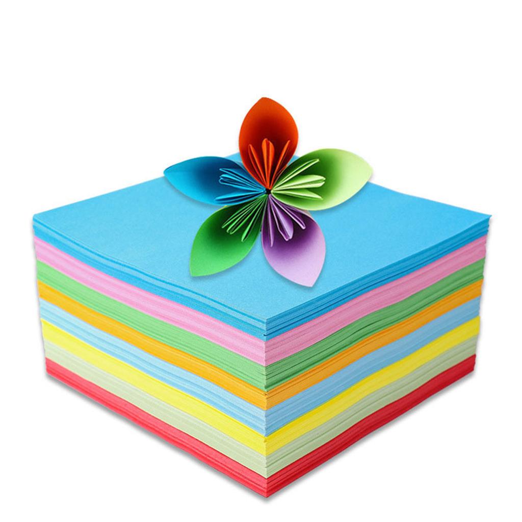 100pcs Square Origami Paper Double Sides Solid Color Folding Paper Multicolor Kids Handmade DIY Scrapbooking Craft Decor