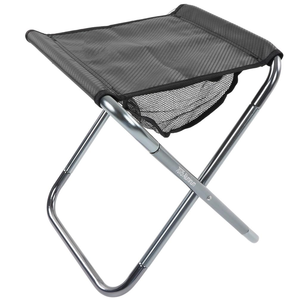 Outdoor Portable Folding Stool Aluminium Alloy Train Painting Camping Folding Stool Plus Size Silver Grey