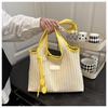Autumn/Winter 2026 Literary Girl Striped Tote Bag - Large Capacity, Trendy Commuter Essential