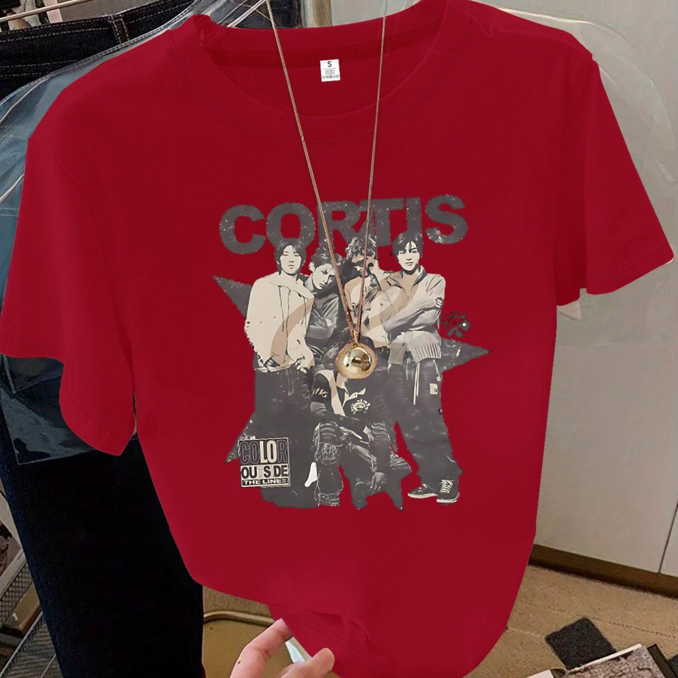 

2026 CORTIS Summer Fashion Trendy Tee Men Women Vintage Top Womens Fashion Printed T Shirt Band Print Vintage XXXL зелений