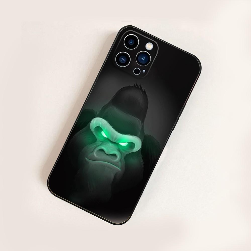 Gorilla Art Design  Phone Case For iPhone16,15,14,13,12 Mini 11 Pro XR,X,XS,MAX 7,8 Plus Silicone Cover Soft Black