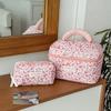 Fashion Pink Flower Women's Clutch Bag Toiletry Makeup Tool Storage Pouch Portable Tote Travel Quilting Cosmetic Bag Handbag